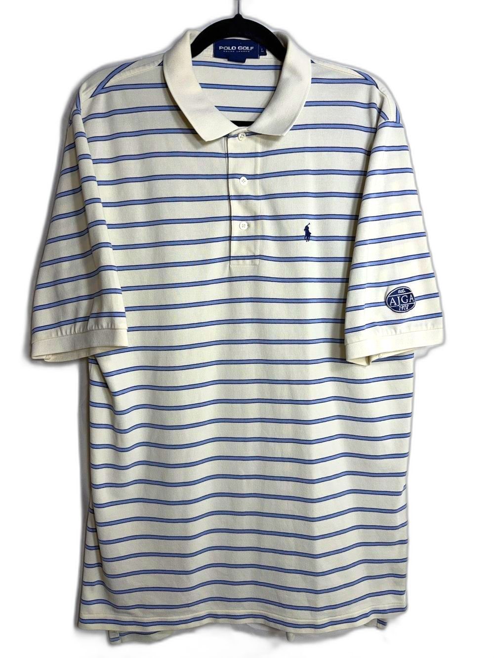 Vintage Polo Golf Ralph Lauren Striped Polo Shirt Large AJGA Made In USA 90s